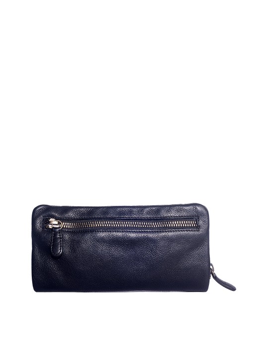 Women Navy Blue Solid Two Fold Wallet