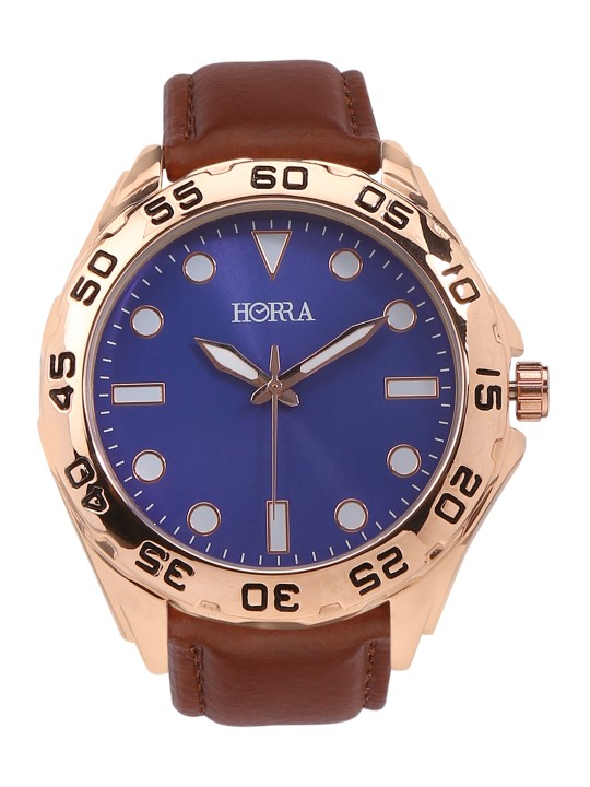 Men Blue & Brown Analogue Watch