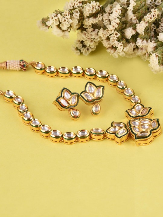 Gold-Plated Kundan-Studded Handcrafted Jewellery Set