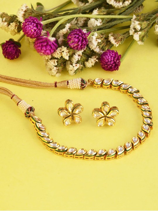 Gold-Plated Kundan-Studded Handcrafted Jewellery Set