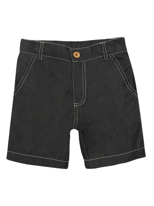 Boys Grey Solid Regular Fit Denim Shorts 6-12M