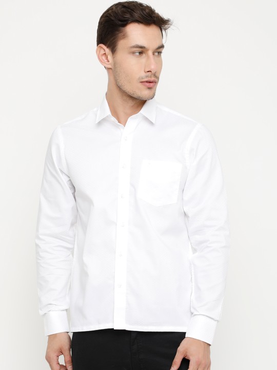 Men White Smart Solid Formal Shirt 36