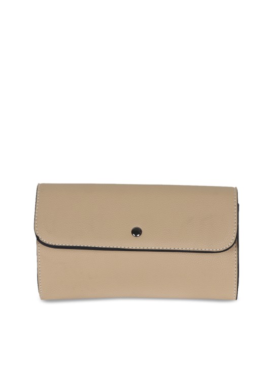 Beige Solid Clutch