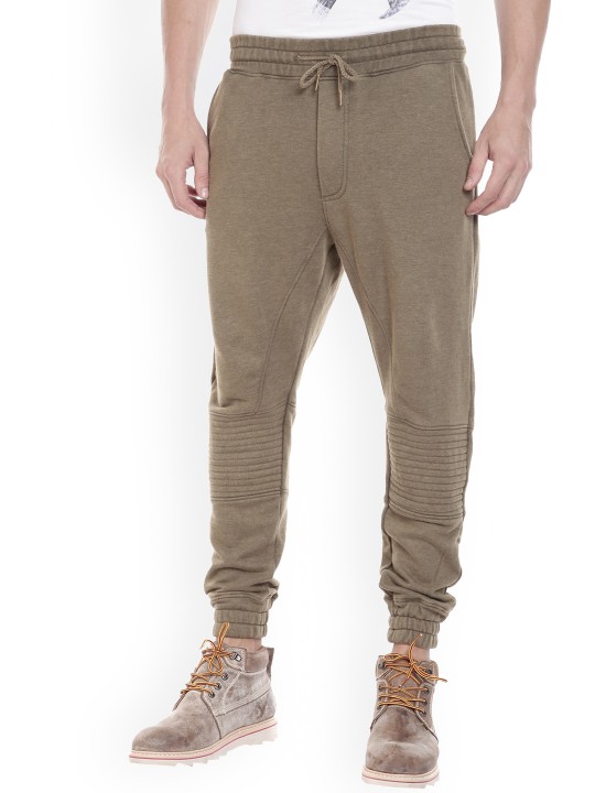 Men Khaki Solid Joggers S