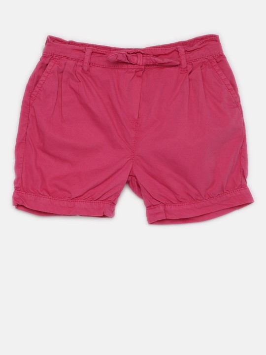 Girls Pink Solid Regular Shorts 6-12M