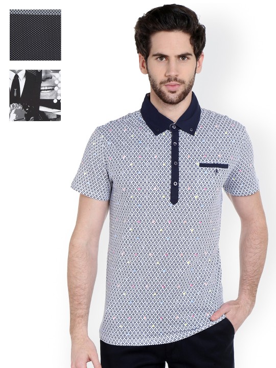 Men Pack of 3 Printed Polo Collar T-Shirts XS