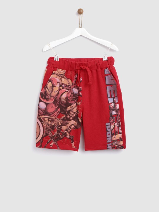 Boys Red Avengers Print Regular Shorts 7-8Y