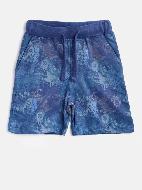 Boys Blue Printed Regular Fit Shorts 7-8Y