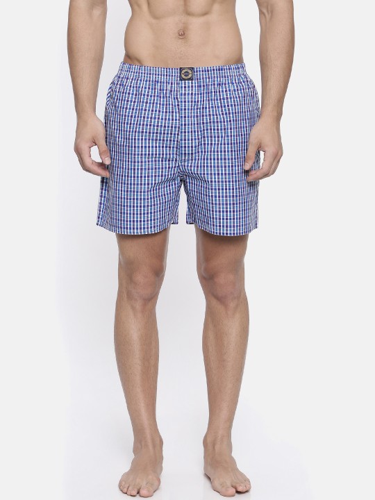 Blue, White & Purple Checkered Boxer JB102 M