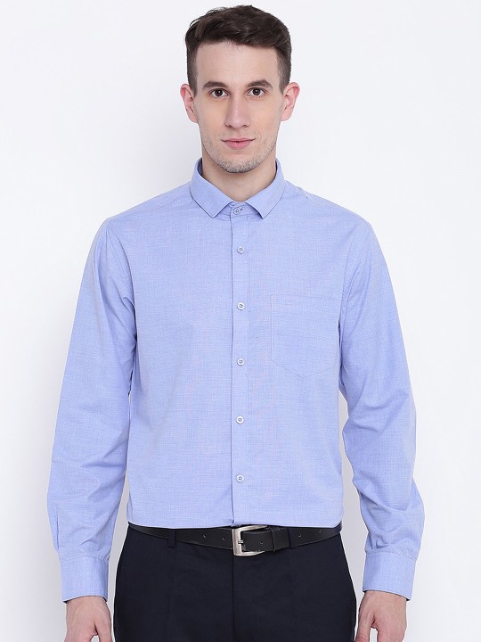 Men Blue Regular Fit Solid Formal Shirt 38