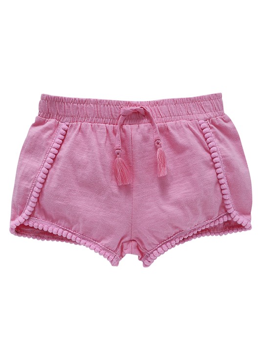 Girls Pink Solid Regular Fit Regular Shorts 18-24M