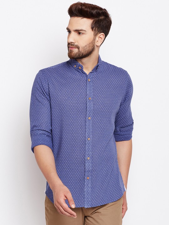 Men Blue Slim Fit Printed Casual Shirt 38