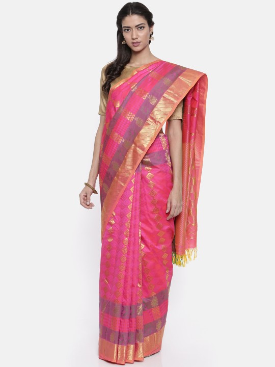 Classicate Pink Woven Design Pure Silk Saree