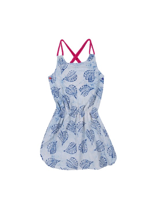 Girls Blue Ethnic Printed Fit and Flare Dress 2-3Y