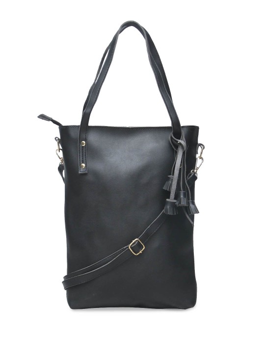 Black Solid Tote Bag
