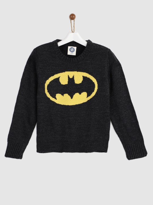 Boys Grey Self Design Pullover 2-3Y