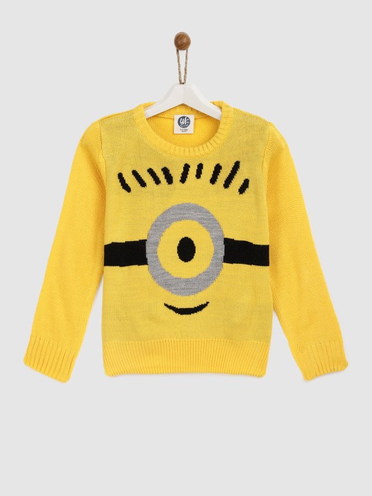 Boys Yellow & Black Minion Printed Pullover 2-3Y