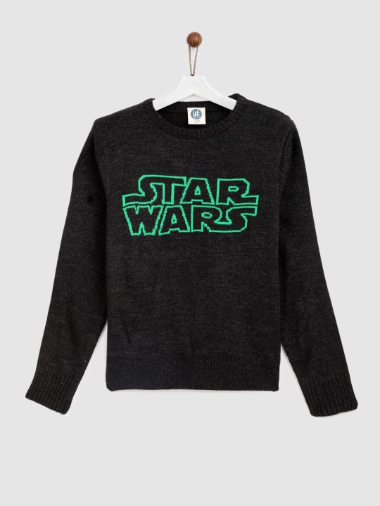 Boys Black Printed Pullover 7-8Y