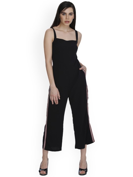Black Solid Basic Jumpsuit XS
