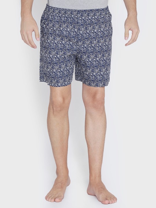 Men Navy-Blue Floral Printed Boxers ENBBAPLEN29085 S