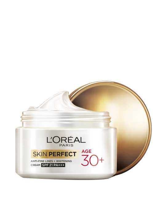 LOreal Paris Unisex Skin Perfect Age 30+ Anti-Fine Lines + Whitening Sustainable Cream with SPF 21 50g