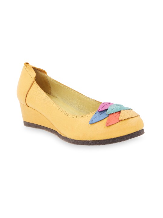 Women Yellow Solid Wedges 35