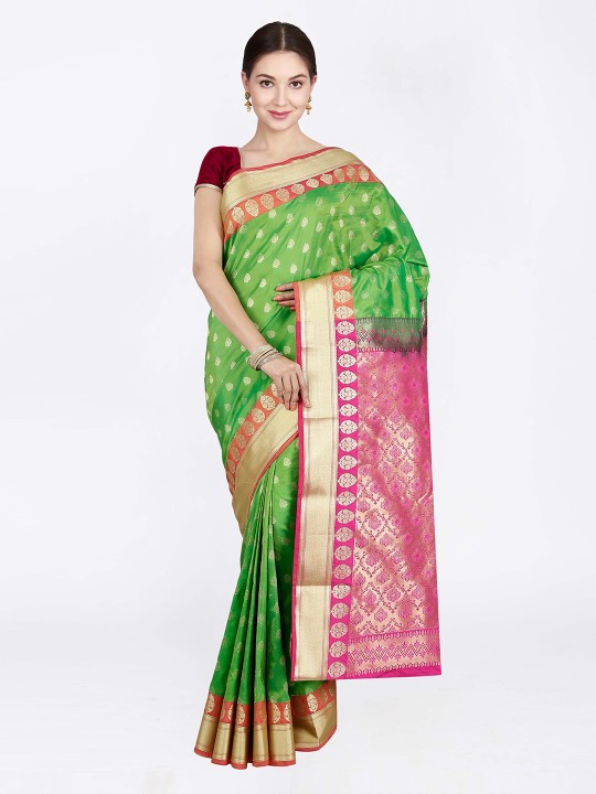 Green Art Silk Solid Kanjeevaram Saree
