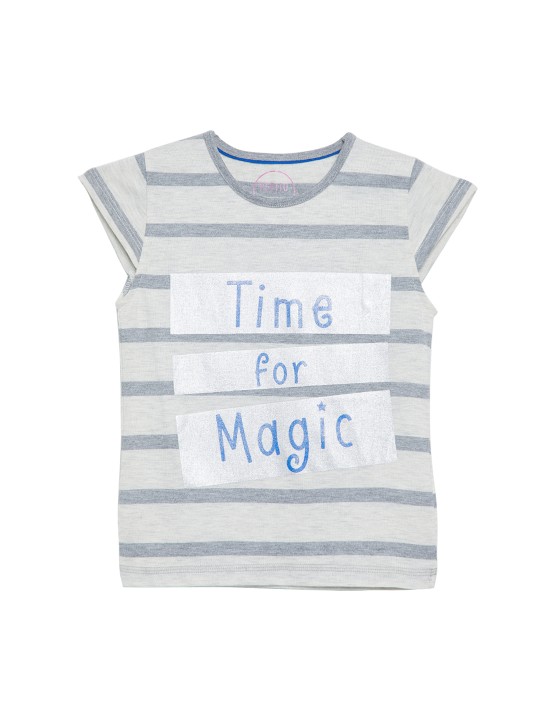Girls Grey Striped Top 2-3Y