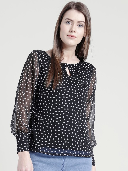 Women Black Printed Top S