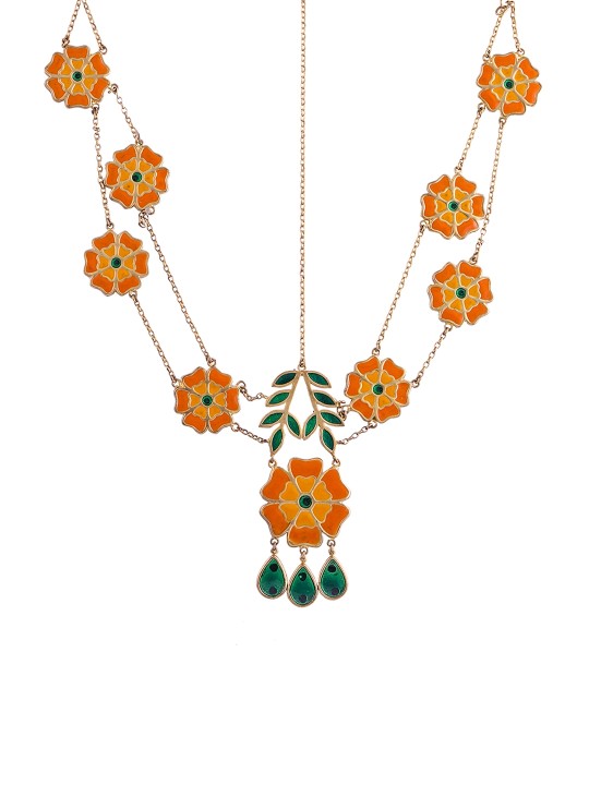 Gold-Toned & Orange Matha Patti