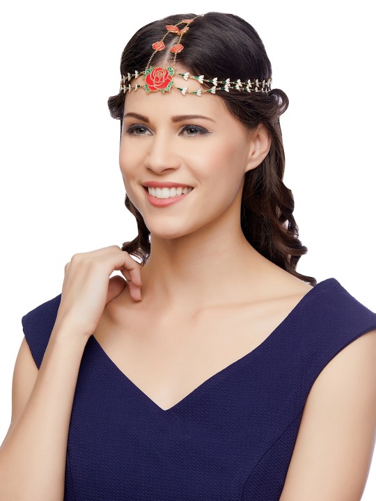 Gold-Toned & Red Matha Patti