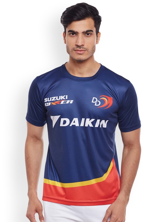 Men Blue Printed Round Neck T-shirt DD Vaue Jersey Ed. 2018 XS