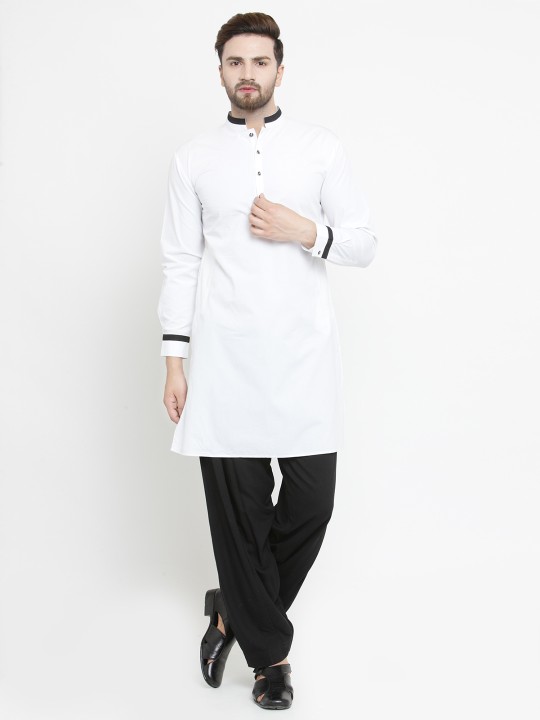 Men White Solid Straight Kurta S