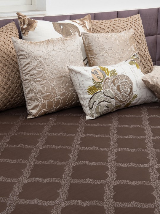Brown Woven Design Double Bed King Size Bed Cover