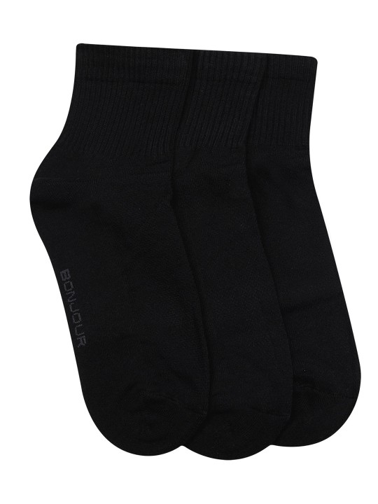 Men Set of 3 Black Ankle-Length Socks