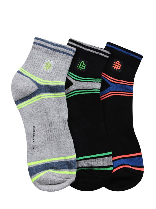 Men Set of 3 Multicoloured Assorted Ankle-Length Socks