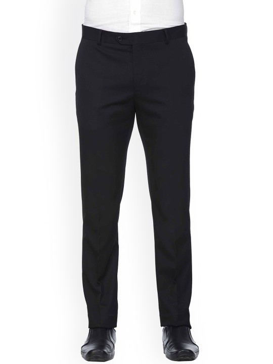 Men Black Slim Fit Solid Formal Trousers 32