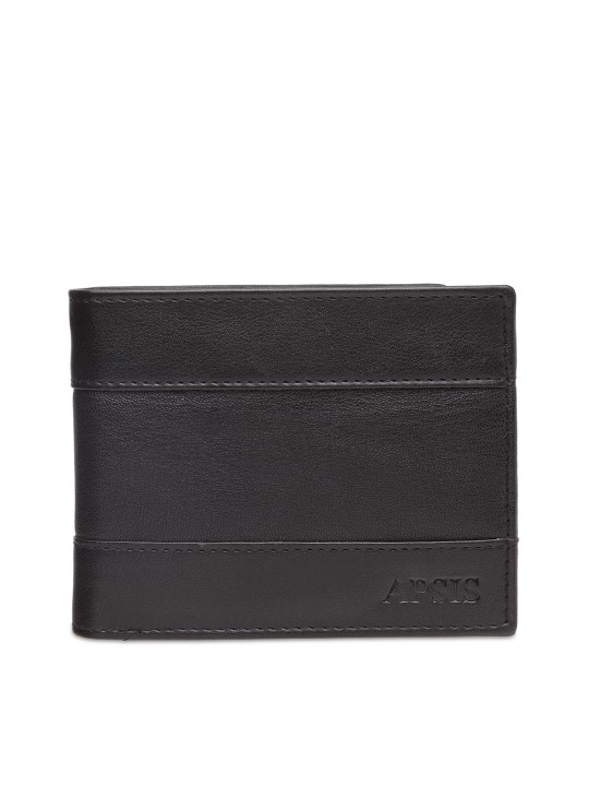Men Black Solid Two Fold Wallet