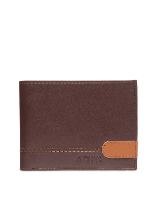 Men Brown Solid Two Fold Wallet