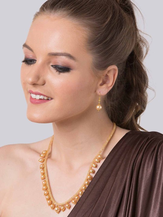 Gold-Toned Pearl Jewellery Set