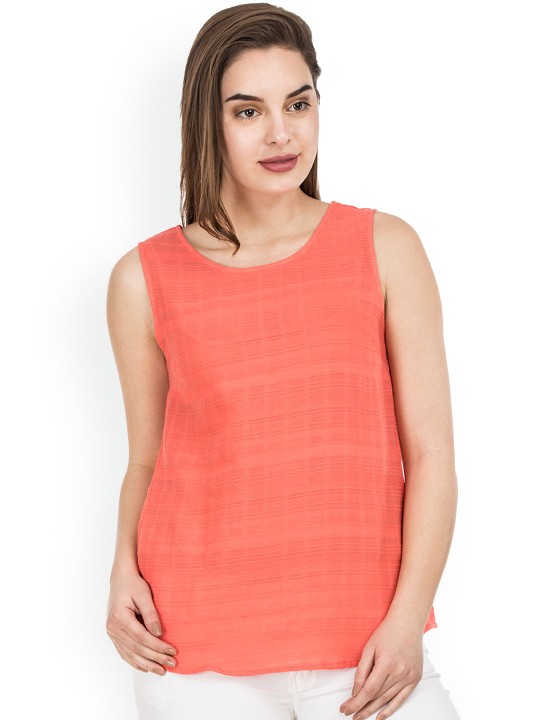 Women Coral Solid Top XS