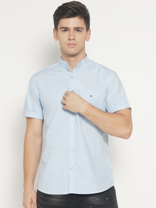 Men Blue Comfort Regular Fit Solid Casual Shirt 40