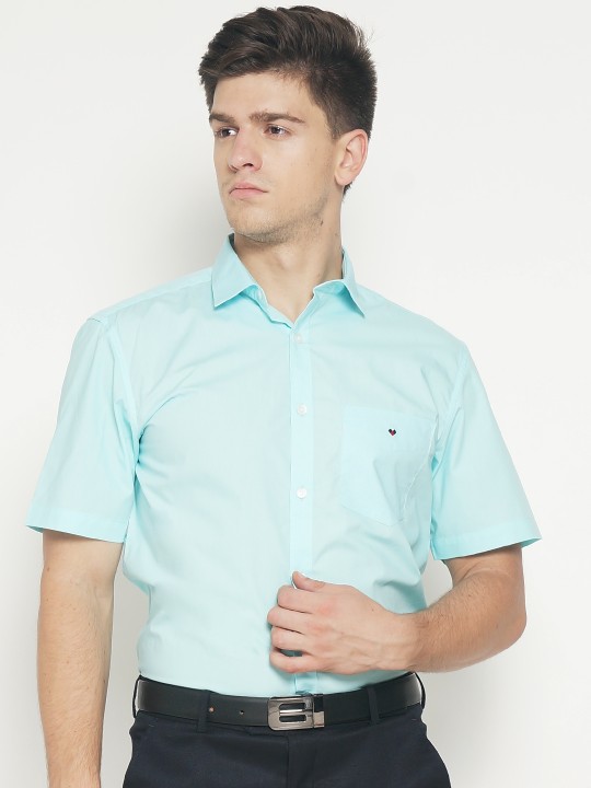 Men Blue Comfort Regular Fit Solid Formal Shirt 40