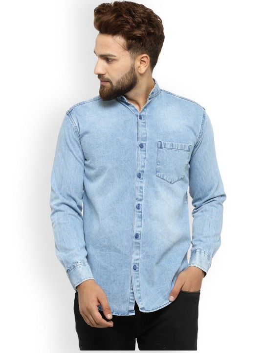 Men Blue Regular Fit Faded Casual Shirt 38