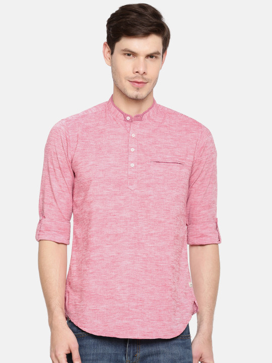 Men Pink Slim Fit Solid Casual Shirt 40