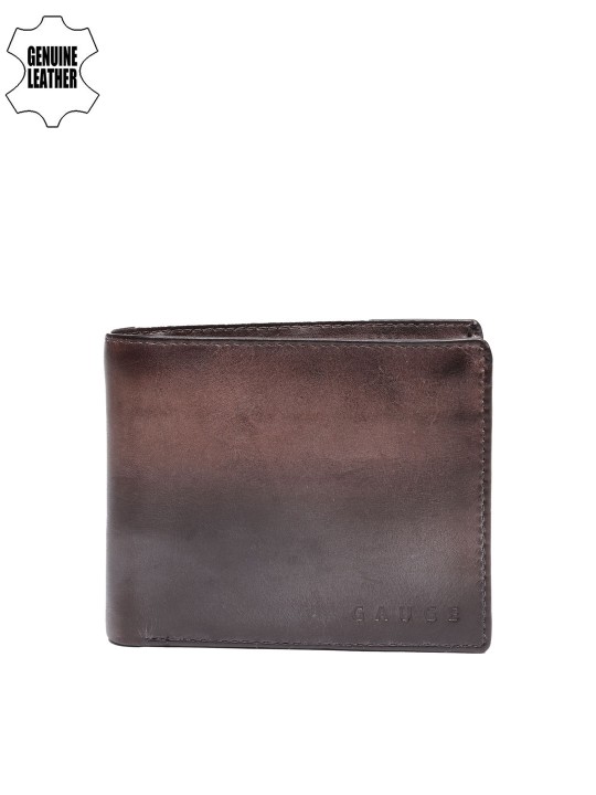 Men Brown Solid Two Fold Wallet