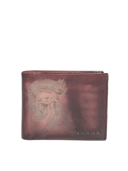 Men Brown Leather Textured Handcrafted Two Fold Wallet