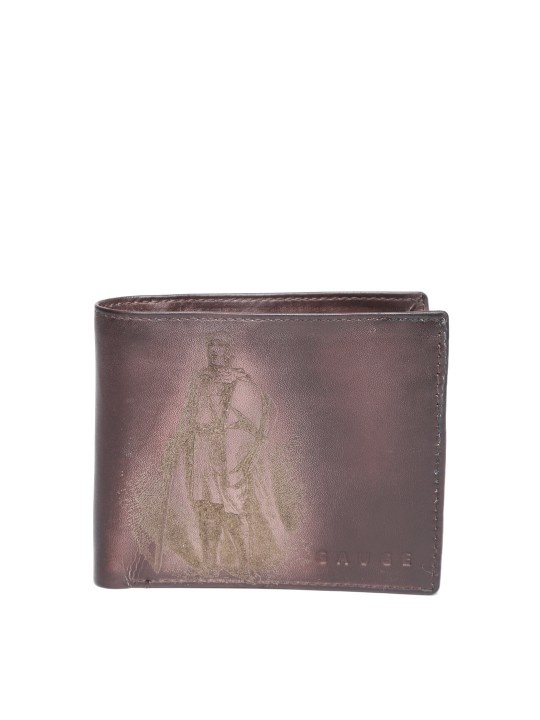 Men Brown Handcrafted Textured Leather Two Fold Wallet