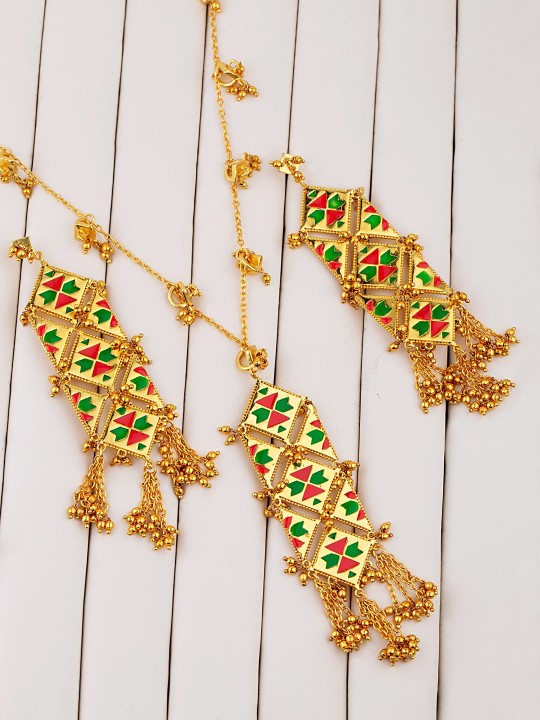Gold-Toned Enamelled Jewellery Set