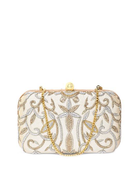 Gold-Toned & Silver-Toned Embroidered & Embroidered Clutch